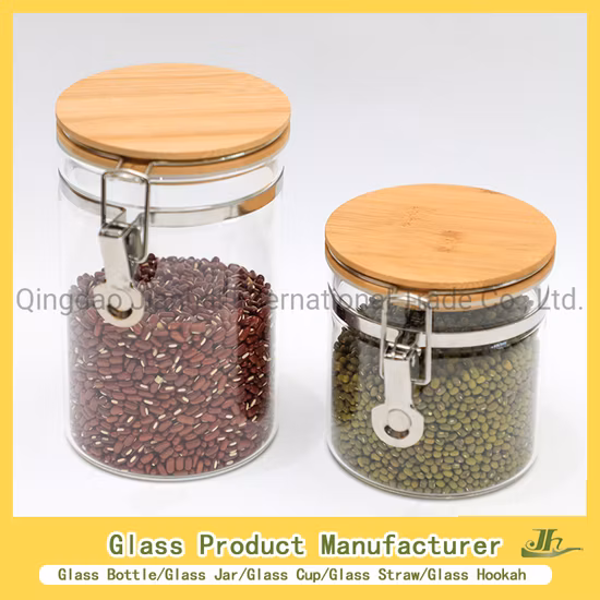 Customized High Borosilicate Hexagon, Square, Round Honey/Jam/Pickle/Coffee/Candle/Mason/Pudding/Yogurt/Tea/Kitchen Food Storage Clip-on Glass Jar Manufacturer