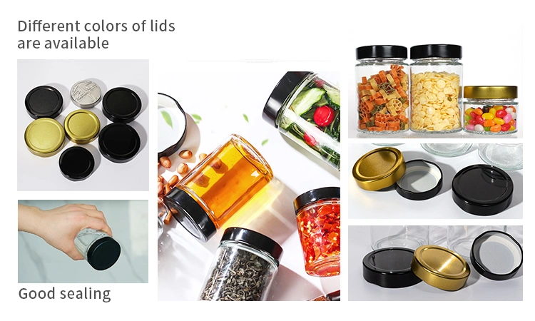 Airtight Round Glass Storage Pickles Jars with Deep Metal Caps Lids