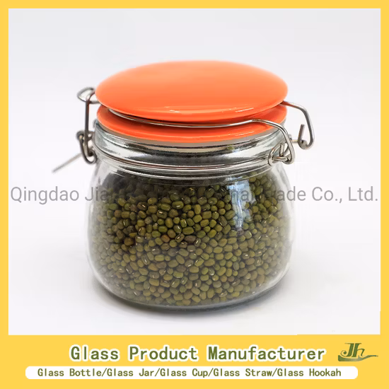Customized High Borosilicate Hexagon, Square, Round Honey/Jam/Pickle/Coffee/Candle/Mason/Pudding/Yogurt/Tea/Kitchen Food Storage Clip-on Glass Jar Manufacturer