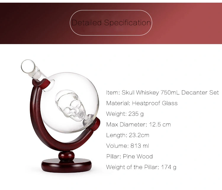 New Design Personality Skull Sailing Borosilicate Glass Wine Decanter