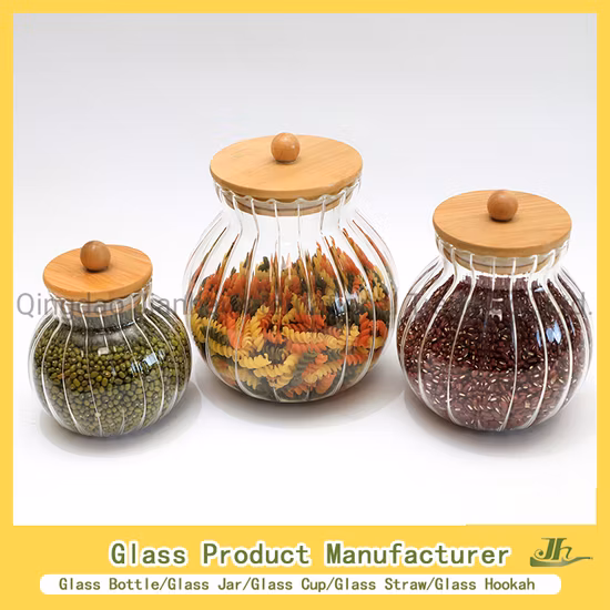 Fabricante de jarra de vidro hexagonal, quadrada e redonda da China para mel/geléia/picles/café/vela/pedreiro/pudim/iogurte/chá//grãos/macarrão/lanche/chá/nozes/armazenamento de alimentos de cozinha